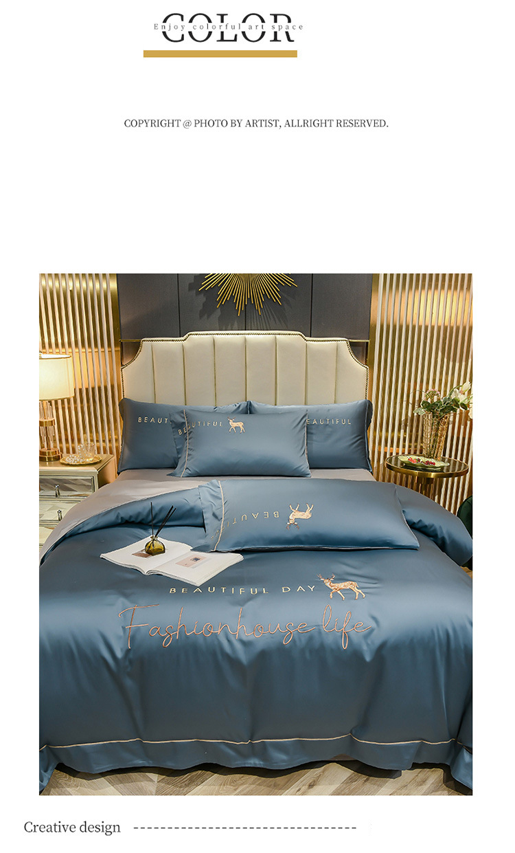 Summer Ice Silk 4-piece bed set Instagram bedding Set Dormitory 3-piece nude bed set