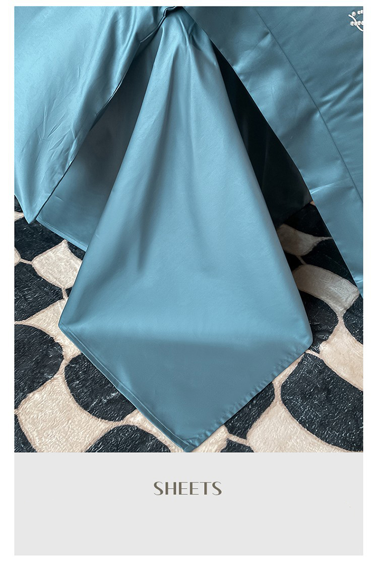 High-end Xinjiang long-staple cotton embroidery four-piece set cotton simple pure cotton bedding solid color bed sheet cover Class a