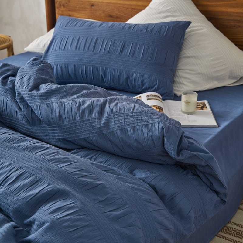 Romantic style all-cotton washed four-piece cotton set light luxury three-dimensional seersucker pure cotton bed sheet cover three-piece bed cover