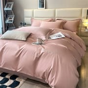 High-end Xinjiang long-staple cotton embroidery four-piece set cotton simple pure cotton bedding solid color bed sheet cover Class a