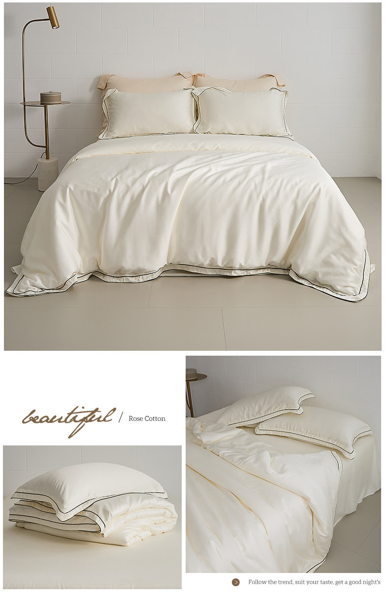 100 light luxury cotton four-piece bed set superior sense Xinjiang long wool cotton satin bed sheet set bedding