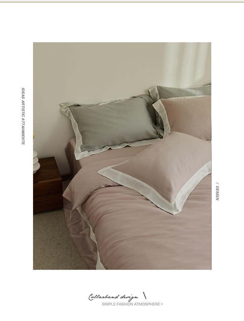 Light Luxury 60 Lyocell Tencel 4-piece Summer Silky Slip Sleep Ice Silky Cool bed sheet set bedding