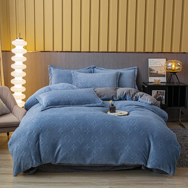 Nissan 10,000 sets of European-style four-piece set of rotten flowers A class 3D carved solid color milk velvet Falai four-piece set can replace hair