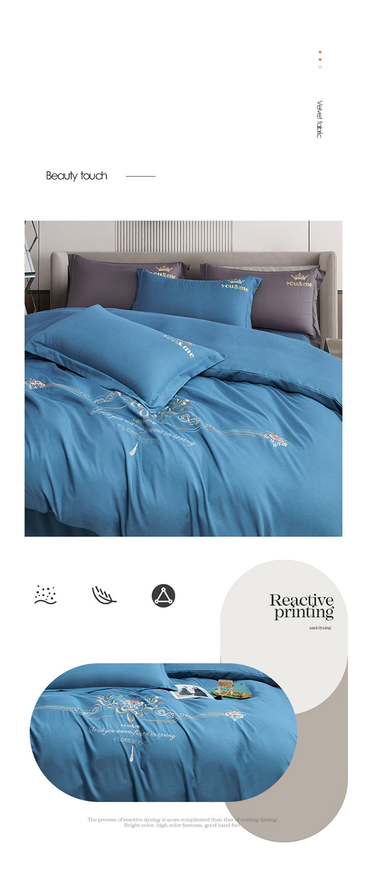 Gift wrap Bedding 4-piece embroidered light luxury air brushed warm quilt set solid color bed sheet for hair