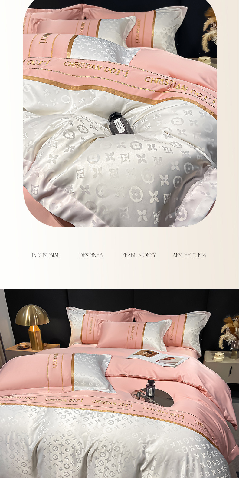 2023 new brand Feng shui washing silk embroidery four-piece set - Louis light luxury bed four-piece advanced sense