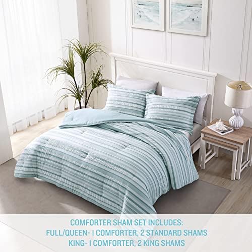 King Comforter Set, Cotton Reversible Bedding with Matching Shams, Home Decor for All (Clearwater Cay , King)