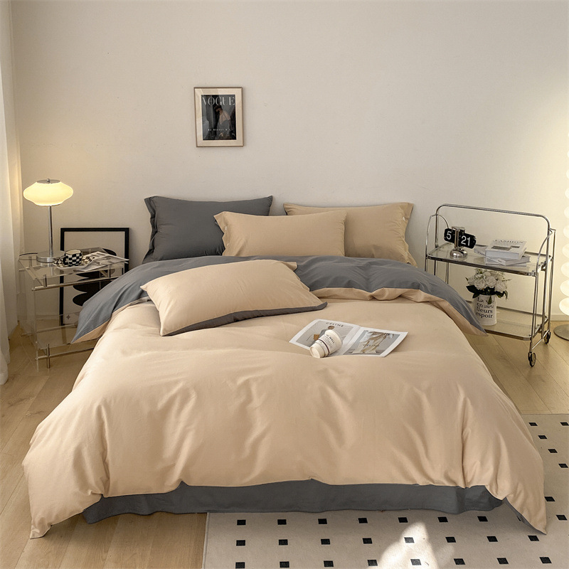 Fashion 2023 Top Quality Fabric Jacquard Simple Plain Home Textiles Duvet Bedding Set