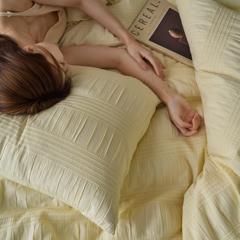 Romantic style all-cotton washed four-piece cotton set light luxury three-dimensional seersucker pure cotton bed sheet cover three-piece bed cover