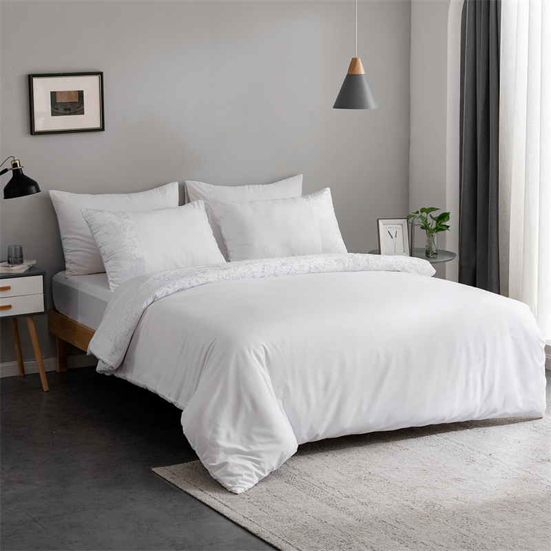 Velvet Splicing Luxury Bedding Set European American Sizes Duvet Cover Set Double Bedding Sets Quilt Cover Queen Size Bed Set