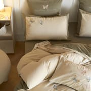 100 long staple cotton woolen embroidery all-cotton 4-piece set with autumn and winter thickened all-cotton bed sheet and quilt set with 3-piece bed set