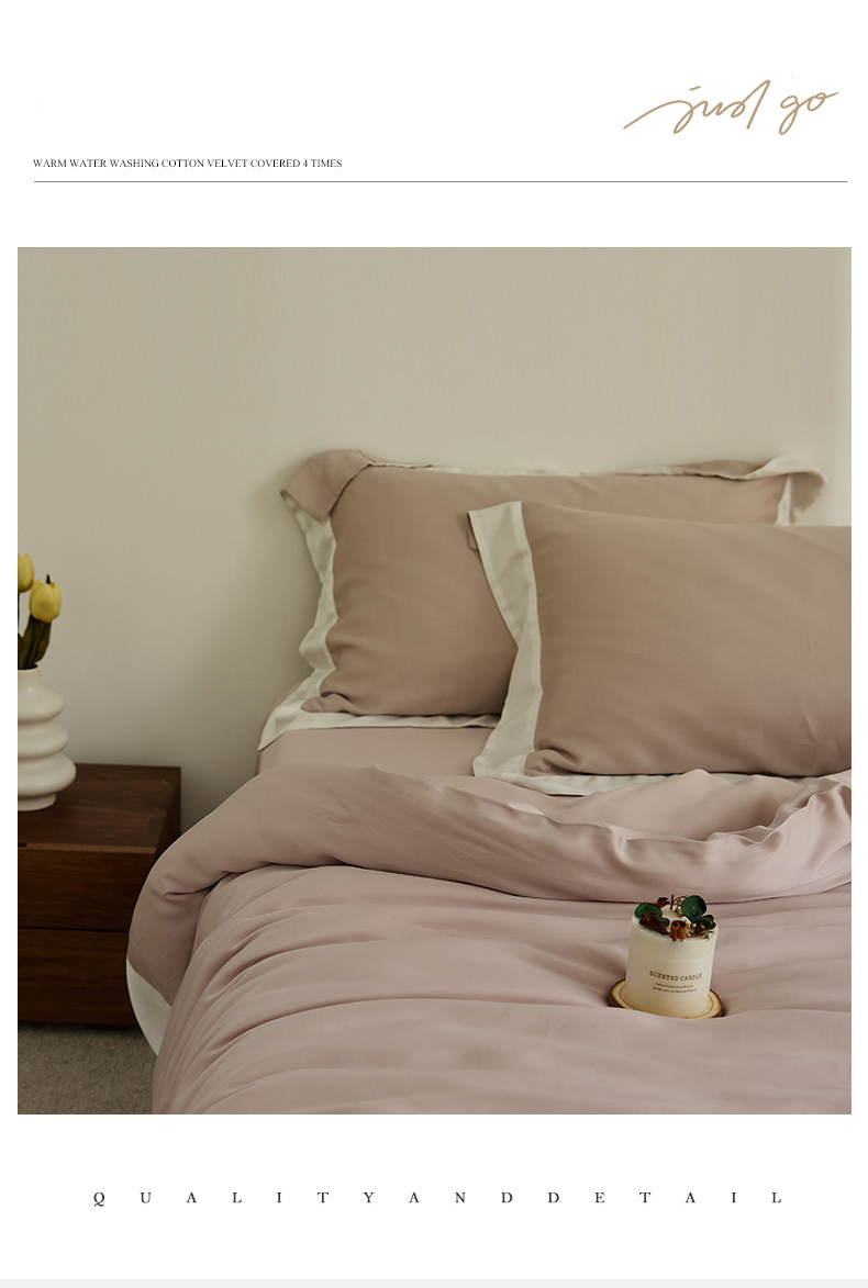 Light Luxury 60 Lyocell Tencel 4-piece Summer Silky Slip Sleep Ice Silky Cool bed sheet set bedding