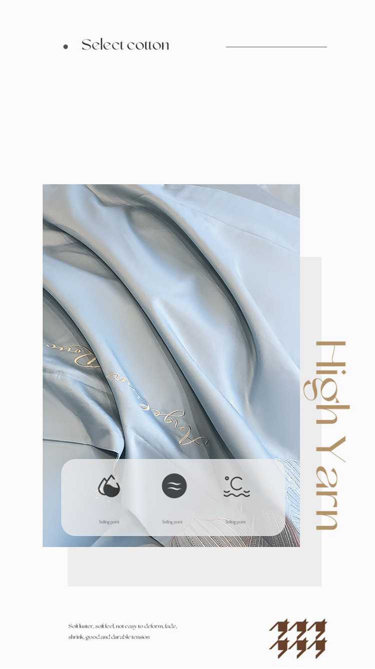 Spring and summer embroidery 100 long staple cotton four-piece set of high-end maternal and infant class A pure cotton bed cover four-piece set of headliner sheets