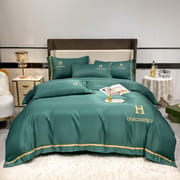 2023 new washed silk tencel ice silk embroidery four-piece set -H series home textile factory direct sales can be substituted