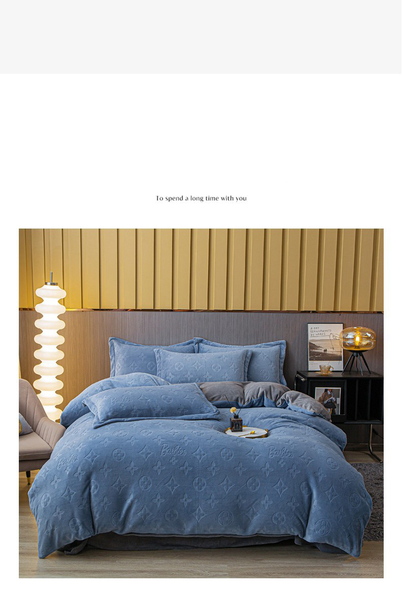 Nissan 10,000 sets of European-style four-piece set of rotten flowers A class 3D carved solid color milk velvet Falai four-piece set can replace hair