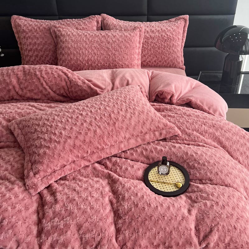 2023 new thickened four-piece rabbit plush kit milk velvet four-piece bedding manufacturers direct sales