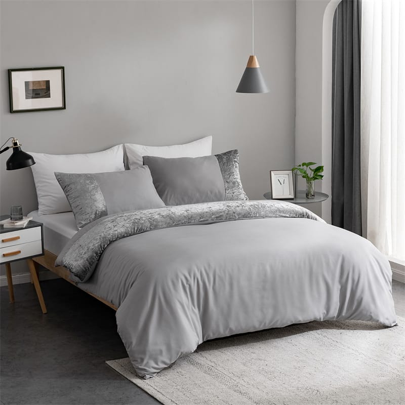 Velvet Splicing Luxury Bedding Set European American Sizes Duvet Cover Set Double Bedding Sets Quilt Cover Queen Size Bed Set