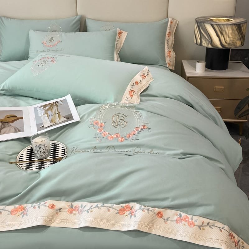 160 long staple cotton 4-piece set all cotton cotton thickened ground wool embroidery bed sheet set 4 pieces of bedding