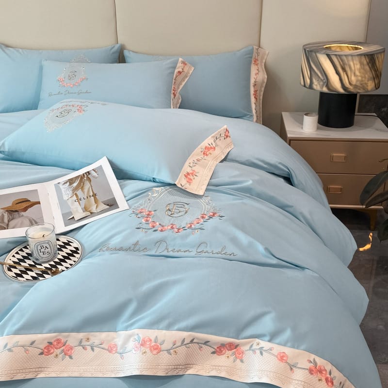 160 long staple cotton 4-piece set all cotton cotton thickened ground wool embroidery bed sheet set 4 pieces of bedding