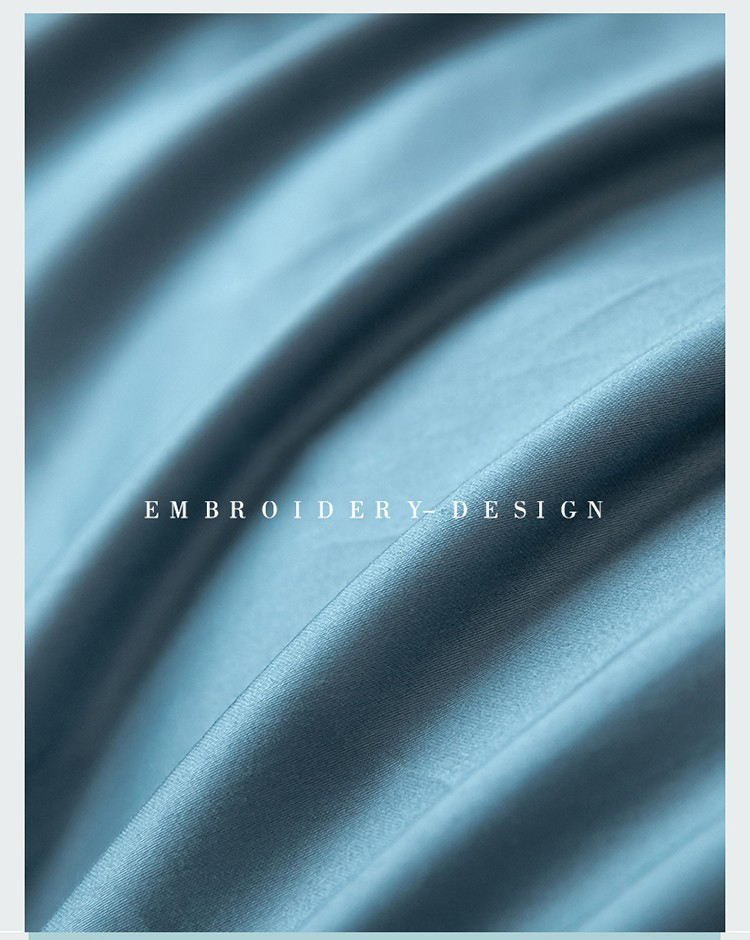 High-end Xinjiang long-staple cotton embroidery four-piece set cotton simple pure cotton bedding solid color bed sheet cover Class a