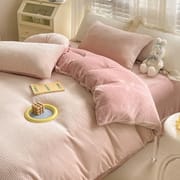 Winter Waffle milk fleece 4-piece bed set Coral flannel double-sided fleece duvet set 3-piece sheet set