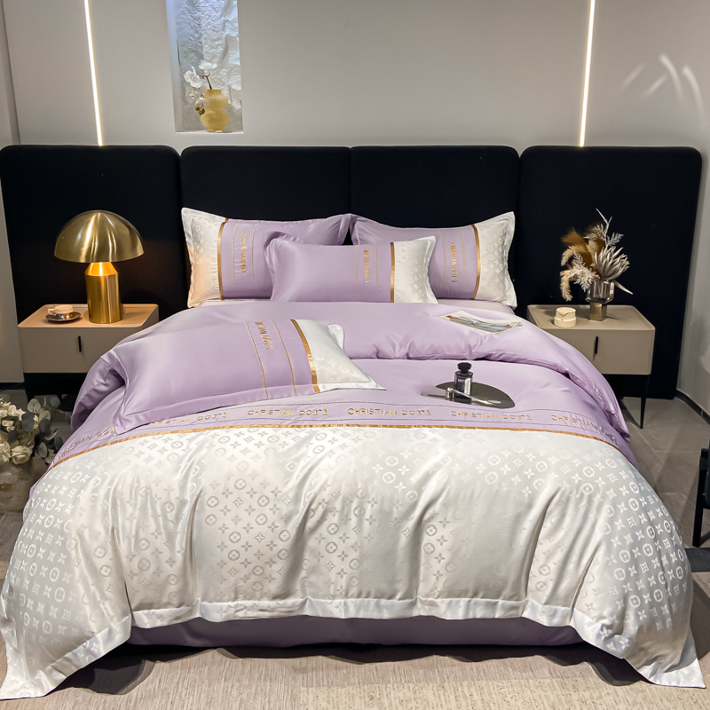 2023 new brand Feng shui washing silk embroidery four-piece set - Louis light luxury bed four-piece advanced sense