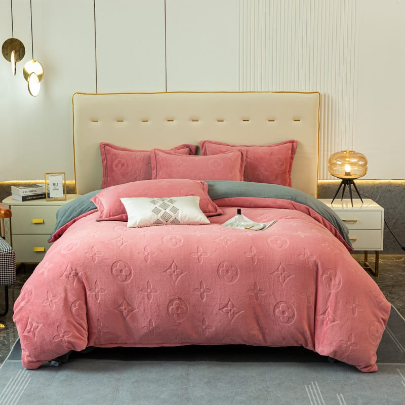 Nissan 10,000 sets of European-style four-piece set of rotten flowers A class 3D carved solid color milk velvet Falai four-piece set can replace hair