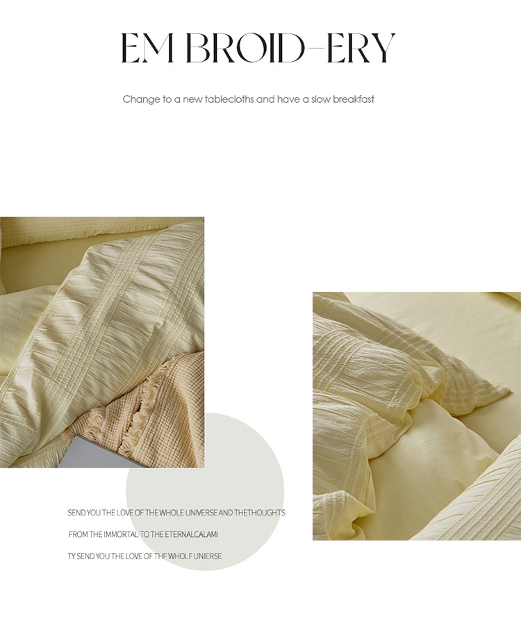 Romantic style all-cotton washed four-piece cotton set light luxury three-dimensional seersucker pure cotton bed sheet cover three-piece bed cover
