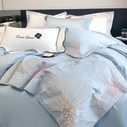 Spring and summer embroidery 100 long staple cotton four-piece set of high-end maternal and infant class A pure cotton bed cover four-piece set of headliner sheets