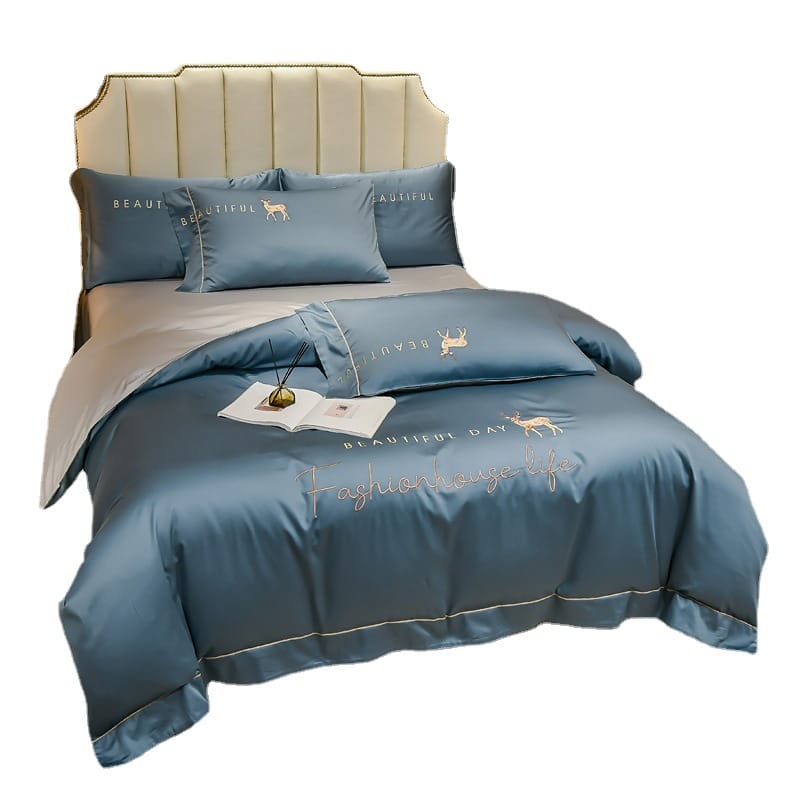 Summer Ice Silk 4-piece bed set Instagram bedding Set Dormitory 3-piece nude bed set