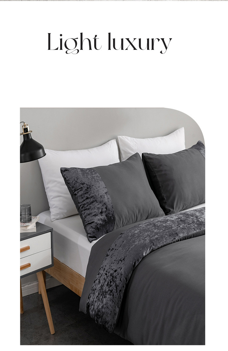 Velvet Splicing Luxury Bedding Set European American Sizes Duvet Cover Set Double Bedding Sets Quilt Cover Queen Size Bed Set