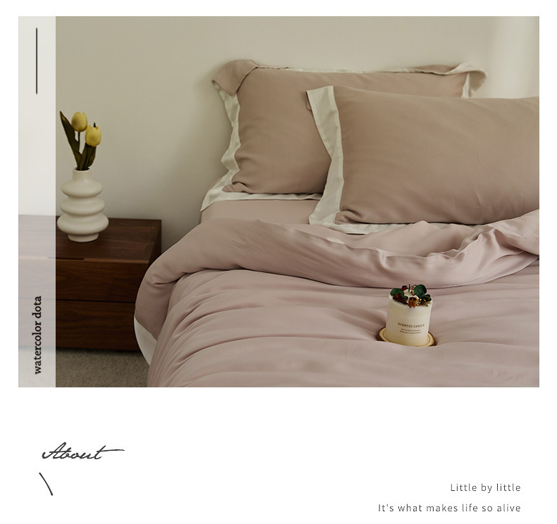 Light Luxury 60 Lyocell Tencel 4-piece Summer Silky Slip Sleep Ice Silky Cool bed sheet set bedding