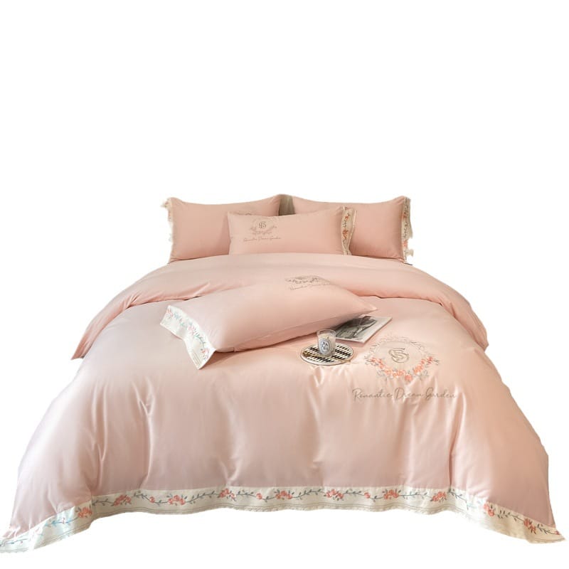 160 long staple cotton 4-piece set all cotton cotton thickened ground wool embroidery bed sheet set 4 pieces of bedding
