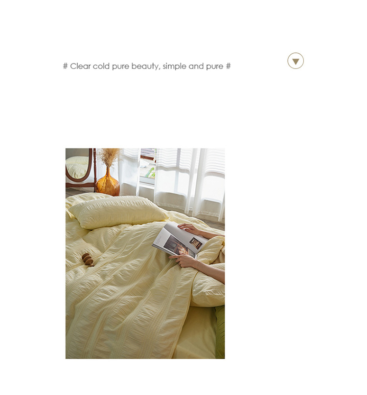 Romantic style all-cotton washed four-piece cotton set light luxury three-dimensional seersucker pure cotton bed sheet cover three-piece bed cover