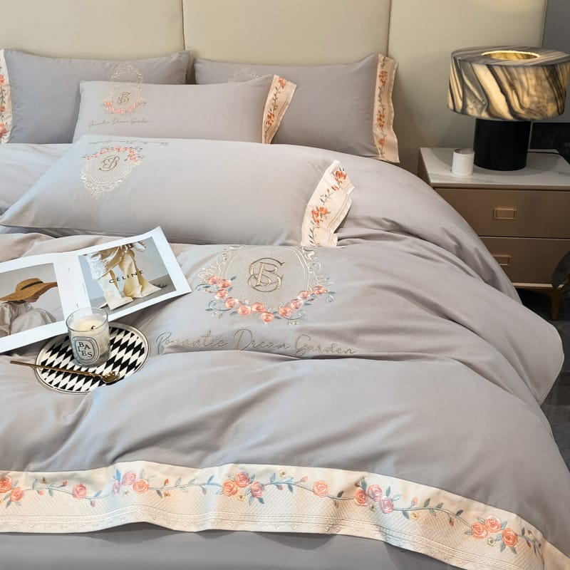 160 long staple cotton 4-piece set all cotton cotton thickened ground wool embroidery bed sheet set 4 pieces of bedding