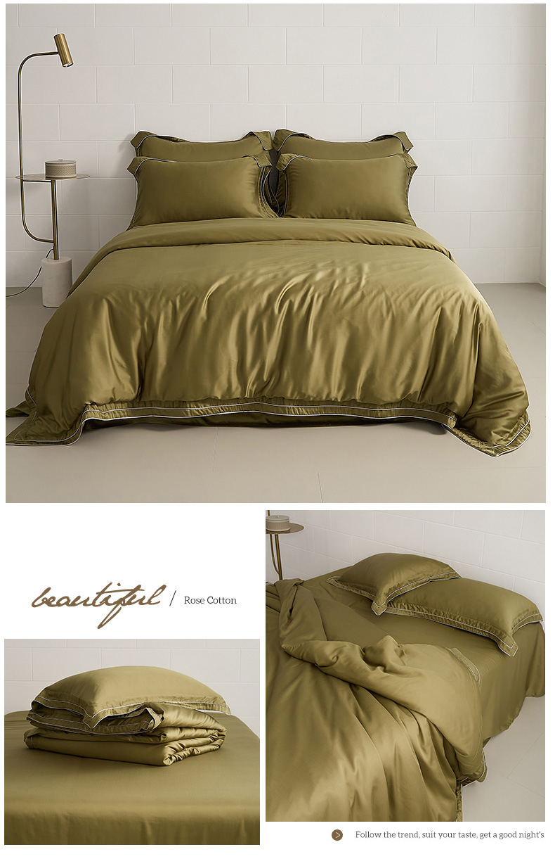 100 light luxury cotton four-piece bed set superior sense Xinjiang long wool cotton satin bed sheet set bedding
