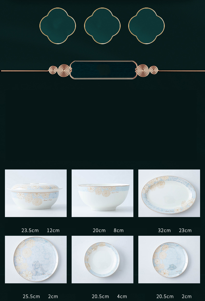 Jingdezhen ceramic tableware dish set Nordic bone China bowl plate stall wholesale bowl household set gift box