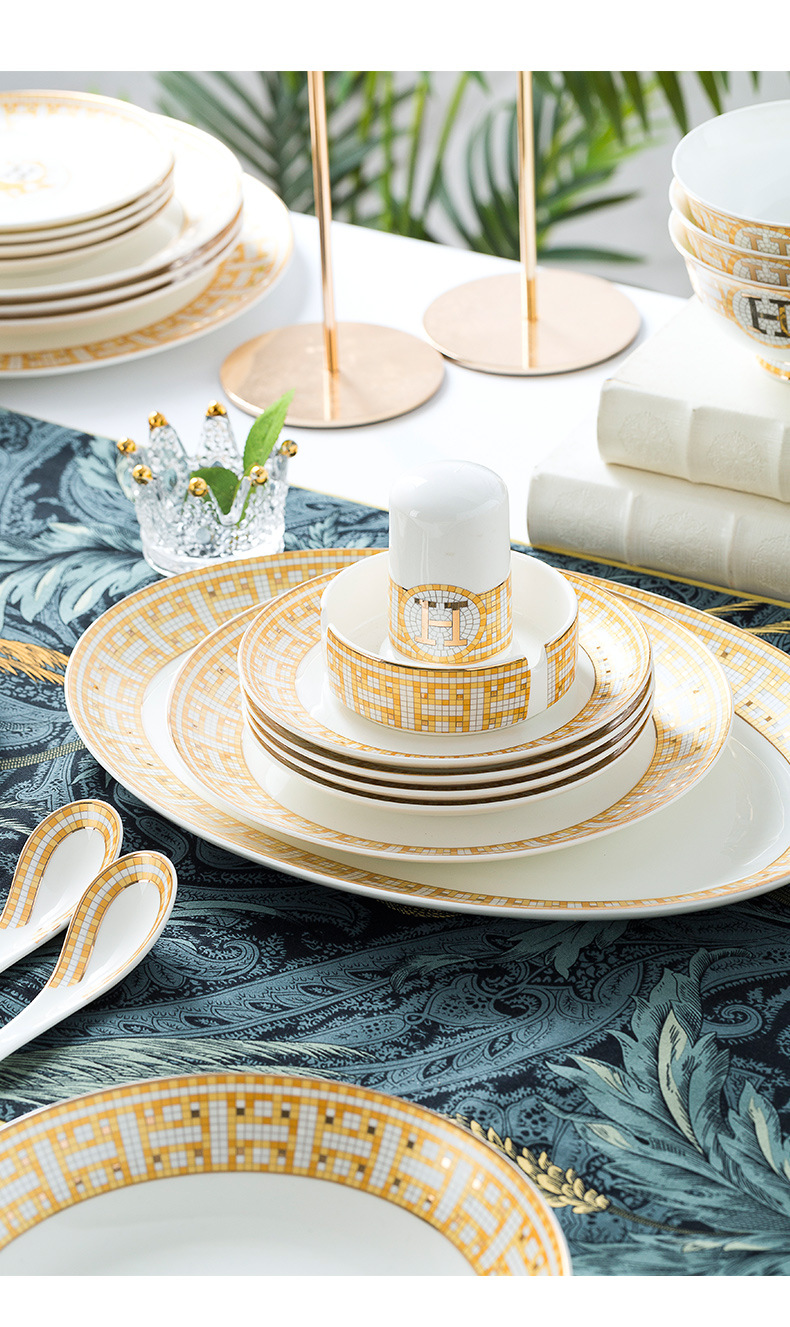 Jingdezhen ceramic plate export gift dishes household bowl bone China bowl set kitchenware porcelain bowl wholesale