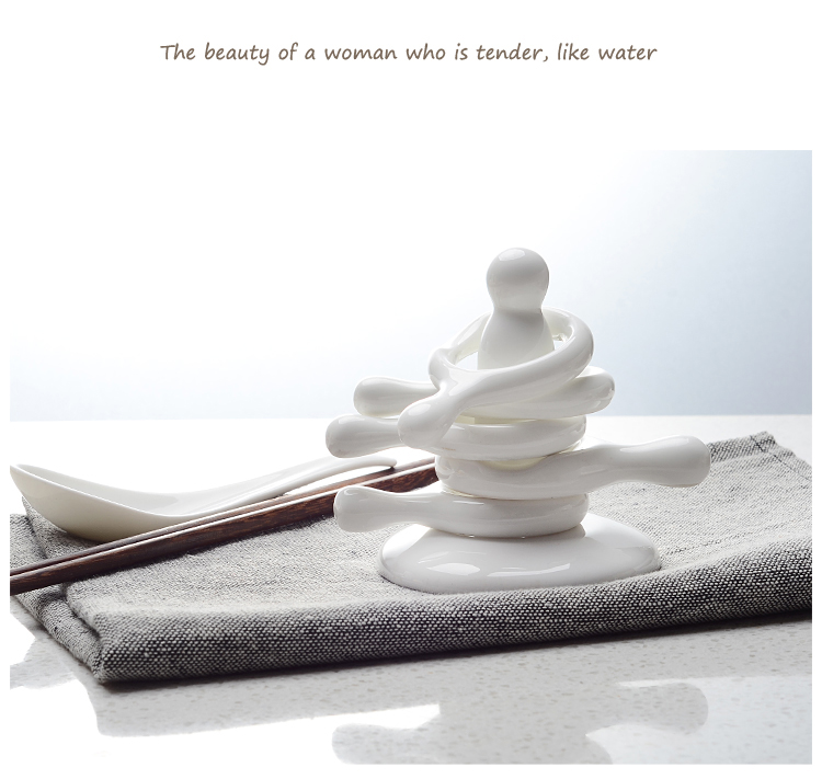 Ceramic spoon pad household double spoon chopsticks bone China chopsticks rack pure white hotel spoon rack wholesale