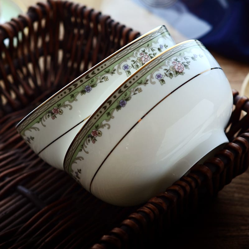 Tangshan bone China 5-inch noodle bowl rice bowl porridge bowl Breakfast medium Korean household bowl microwave tableware rice