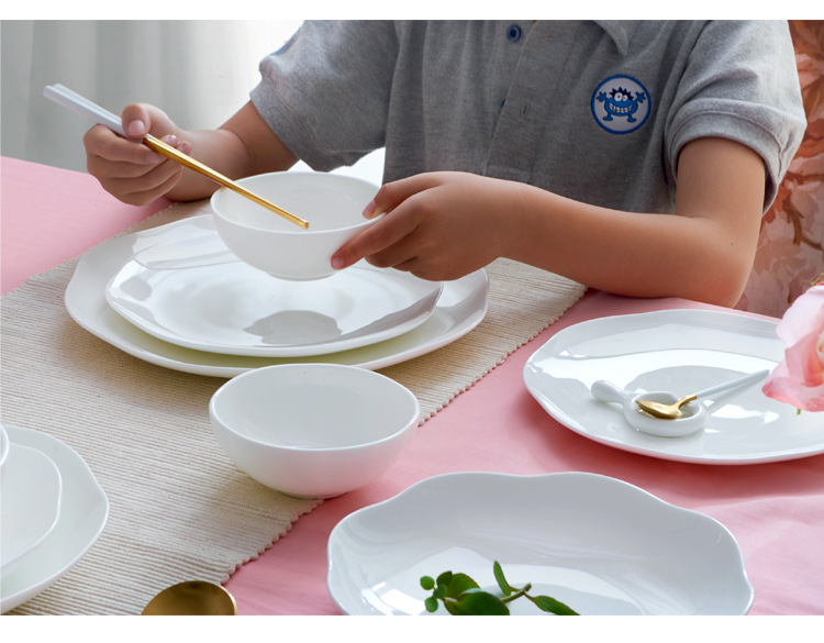 Pure white bone China tableware bowl platter platter platter Hot dish deep dish soup plate stir-fry plate rice bowl soup bowl wholesale