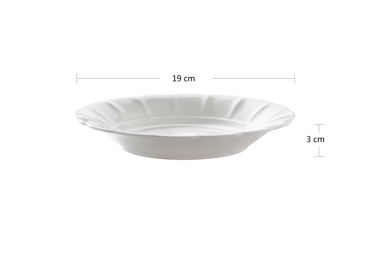 Flower relief pure white bone China tableware 7.5/8 inch soup plate Hot dish Deep dish dish household ceramic