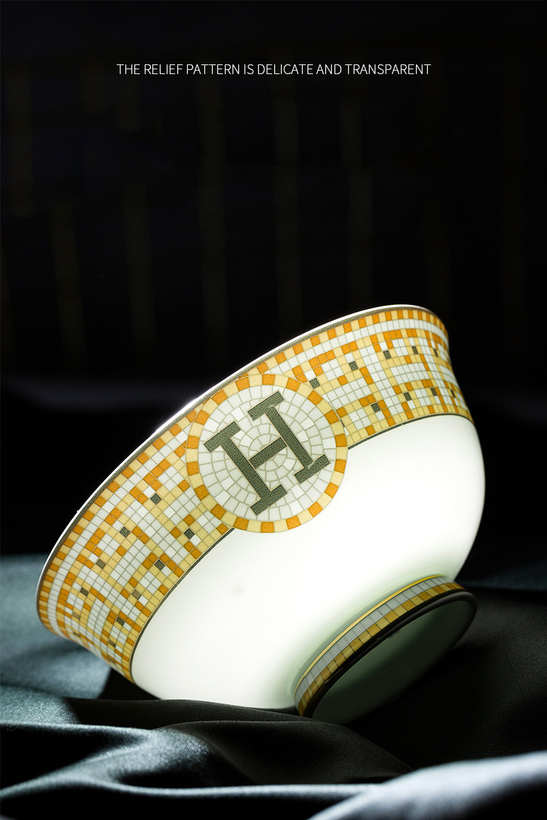 Jingdezhen ceramic plate export gift dishes household bowl bone China bowl set kitchenware porcelain bowl wholesale