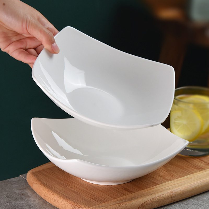 Pure white bone China household square plate square ceramic square plate creative upside-down plate wholesale plate deep plate tableware
