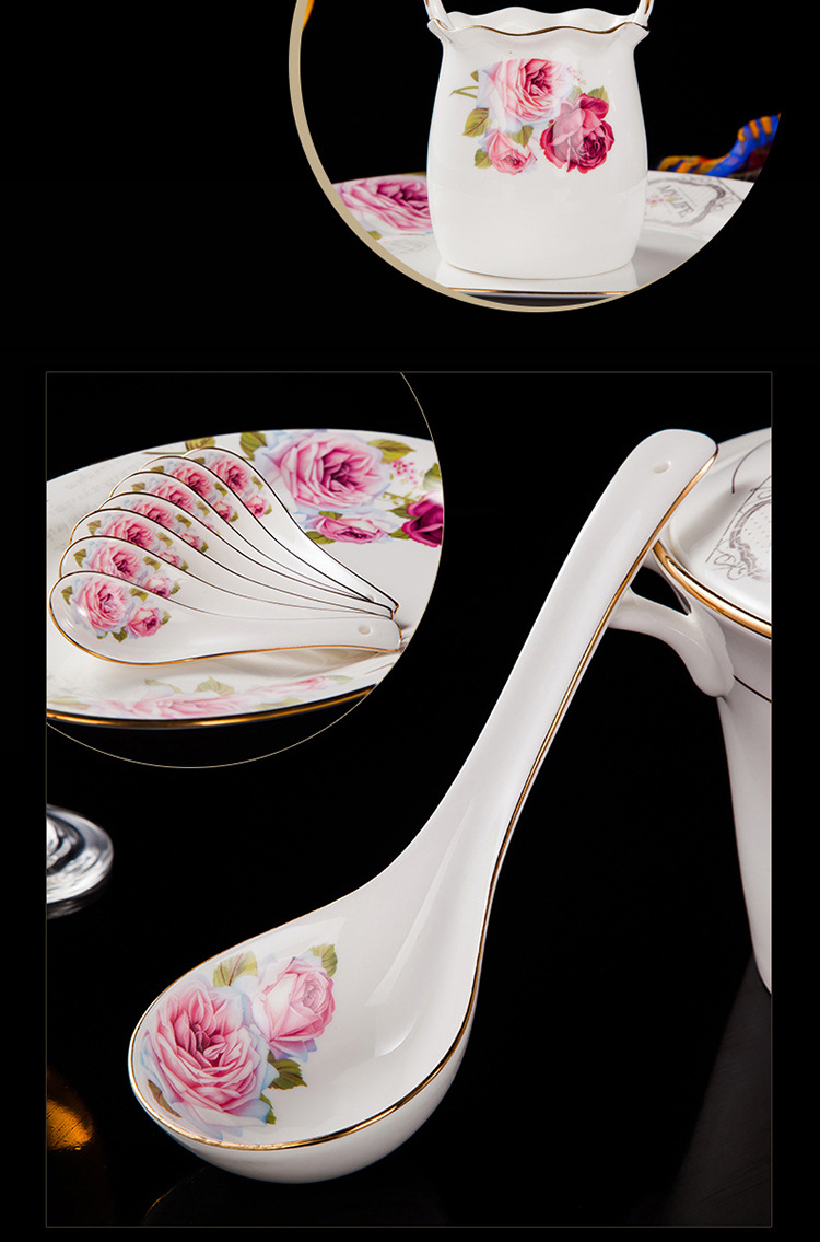 Jingdezhen ceramic bowl tableware set bone China home rice bowl chopsticks high bowl Bone dish dish dish dish gift box soup bowl
