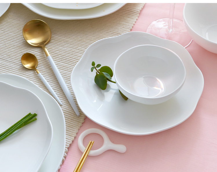 Pure white bone China tableware bowl platter platter platter Hot dish deep dish soup plate stir-fry plate rice bowl soup bowl wholesale