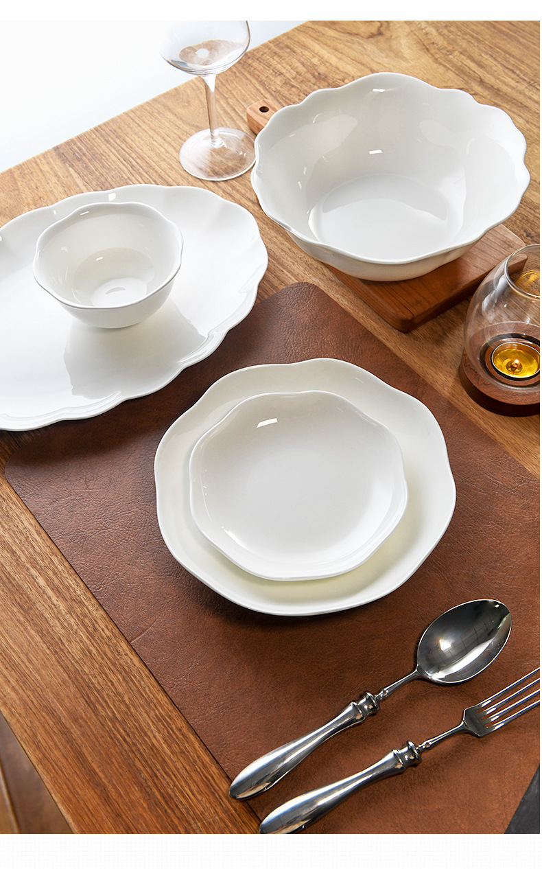 Bone China bowl dish Household bowl chopsticks ceramic European plate Dish plate Eating rice bowl soup bowl New tableware soup bowl set