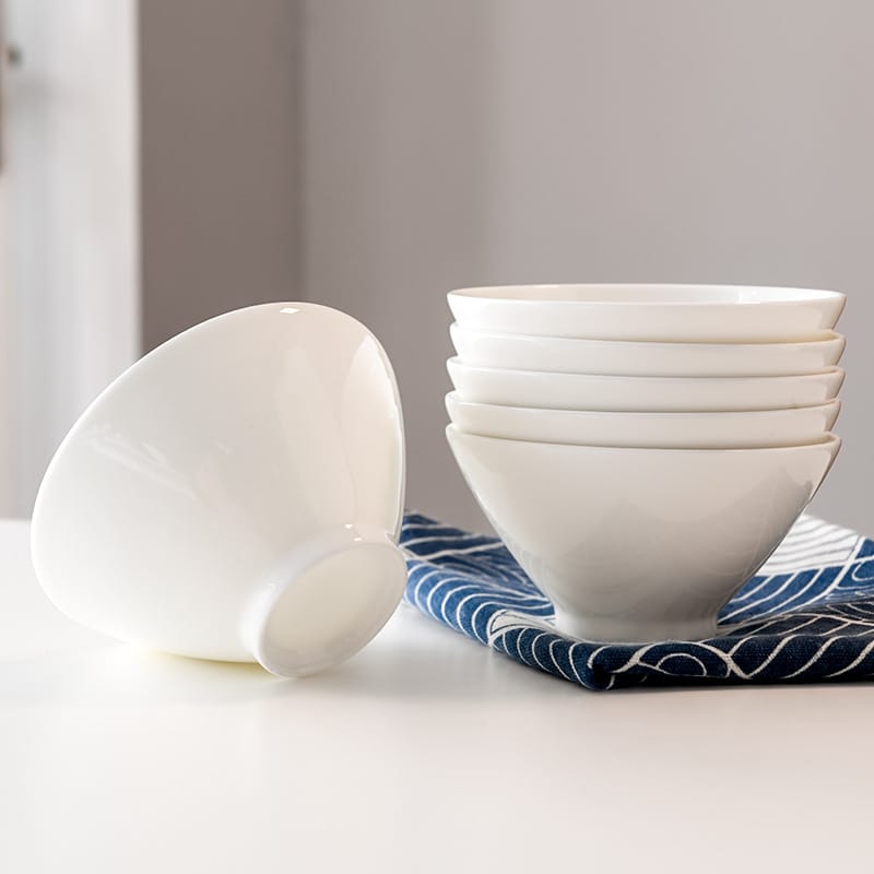 Bone China tableware noodle bowl Household Japanese ramen bowl Ceramic salad bowl spiral rice noodle soup bowl Wholesale bamboo hat bowl bucket bowl