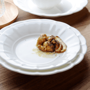 Flower relief pure white bone China tableware 7.5/8 inch soup plate Hot dish Deep dish dish household ceramic