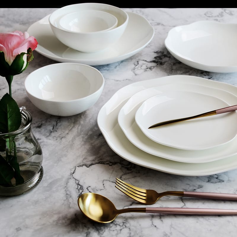 Pure white bone China tableware bowl platter platter platter Hot dish deep dish soup plate stir-fry plate rice bowl soup bowl wholesale