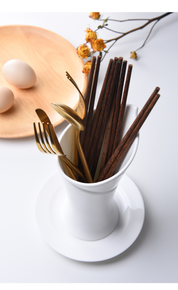 Light luxury European ceramic chopstick tube chopstick household chopsticks storage box Nordic kitchen drain chopsticks bucket storage rack